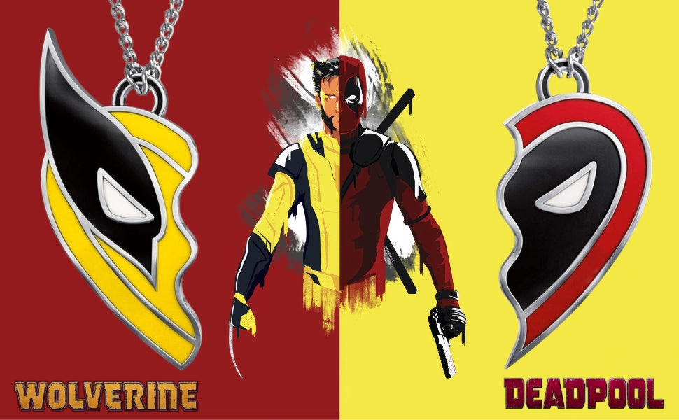 SKYSCRAPPER Compatible DEDPOOL X WOLVERINE Best Friends Necklace Set for 2, Couples Matching Jewellery - Stainless Steel Pendants with Chains